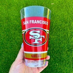 San Francisco 49ers Clear Pint Plastic Cup, 16 oz, Collectable - NEW